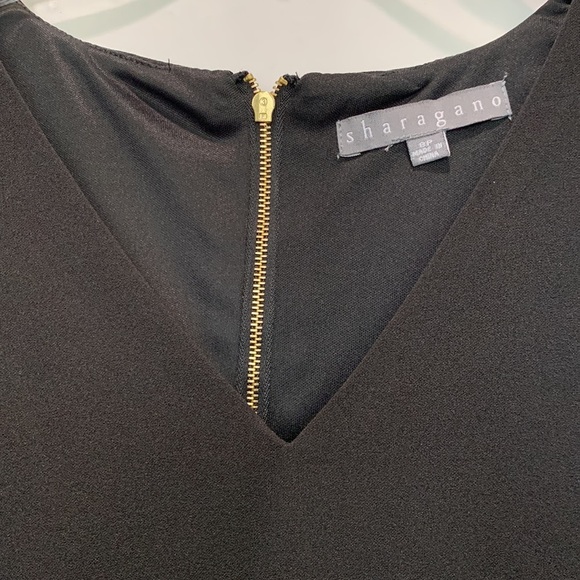 Sharagano black white mini dress pleaded hem size 8p - Picture 8 of 8